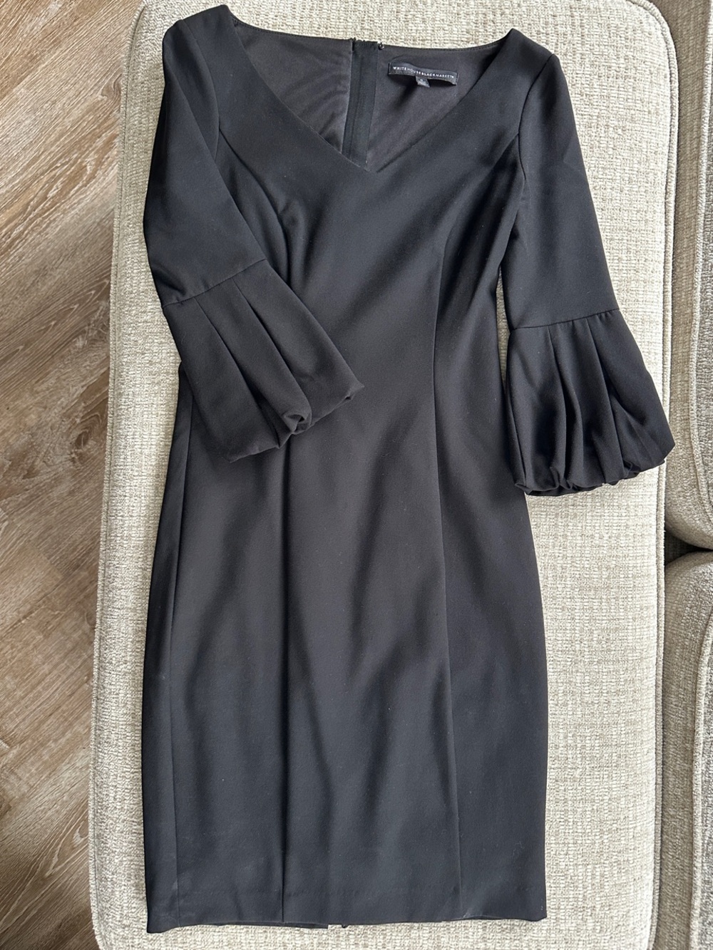 WHBM Black Dress with Bell Sleeves